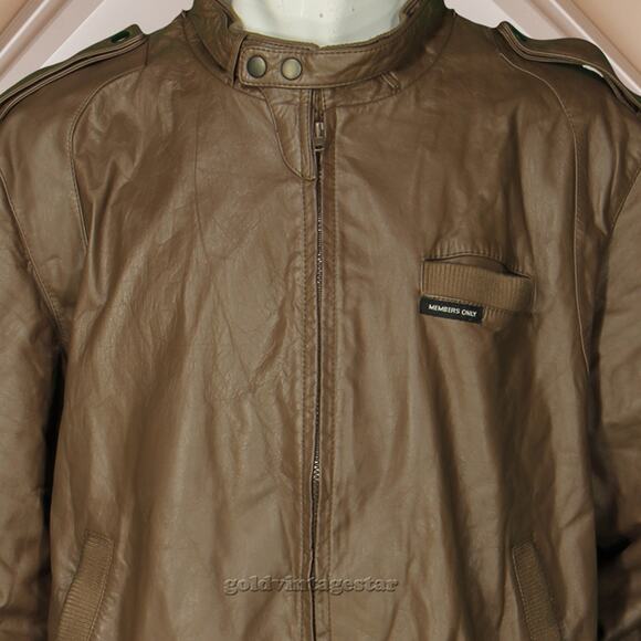 80s Vintage Members Only Retro Mod Bomber Brown Motorcycle Leather Jacket 3XL - Picture 3 of 9